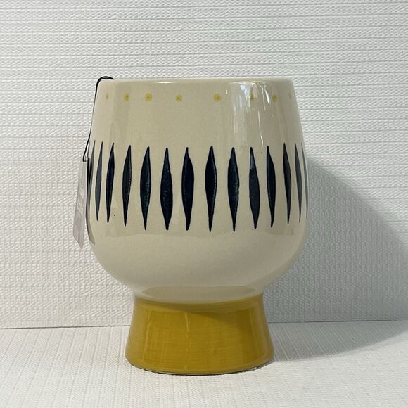 Bulgy Eye Face Ceramic Pedestal Planter Flower Pot Multi Tall Handcrafted - Picture 6 of 16